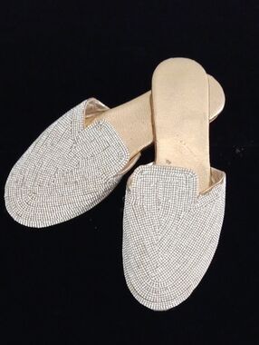 Embellished Ivory Slip-On Mules